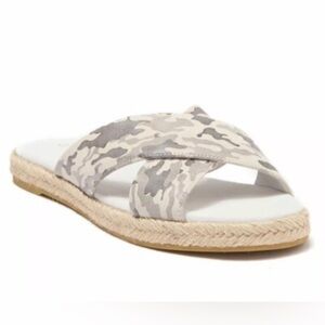 J/Slides “Reva” Leather Camo Espadrille Sandal Size 8